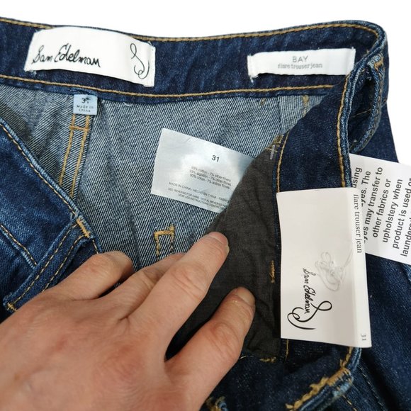 NWT Sam Edelman Women's Bay Blue High Rise Flared-Leg Trouser Jeans 31 - Picture 10 of 10